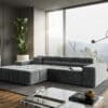Ecksofa Phia 280x180 cm Velour Grau Recamiere links