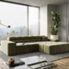 Ecksofa Phia 280x180 cm Samt Olive Recamiere rechts