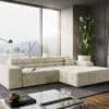 Ecksofa Phia 280x180 cm Strukturstoff Beige Recamiere rechts