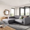 Ecksofa Cubico 250x190 cm Cord Silbergrau Recamiere links