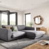 Ecksofa Cubico 250 x190 Cord Silbergrau Recamiere rechts