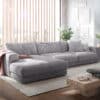 Ecksofa Cubico 325x225 cm Cord Silbergrau Ottomane links