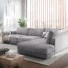 Ecksofa Cubico 325x225 cm Cord Silbergrau Ottomane rechts