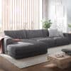 Ecksofa Cubico 350x190 cm Cord Anthrazit Recamiere links