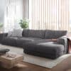 Ecksofa Cubico 350x190 cm Cord Anthrazit Recamiere rechts