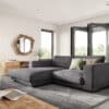 Ecksofa Cubico 250 x190 Cord Anthrazit Recamiere links