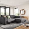 Ecksofa Cubico 250 x190 Cord Anthrazit Recamiere rechts