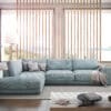 Ecksofa Cubico 325x225 cm Cord Pastellblau Ottomane links