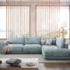 Ecksofa Cubico 325x225 cm Cord Pastellblau Ottomane rechts