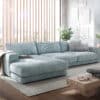 Ecksofa Cubico 350x190 cm Cord Pastellblau Recamiere links