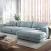 Ecksofa Cubico 350x190 cm Cord Pastellblau Recamiere rechts