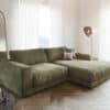 Ecksofa Cubico 250 x190 Samt Olive Recamiere rechts