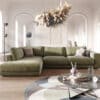 Ecksofa Cubico 325x225 cm Samt Olive Ottomane links