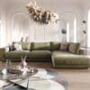 Ecksofa Cubico 325x225 cm Samt Olive Ottomane rechts