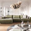 Ecksofa Cubico 350x190 cm Samt Olive Recamiere links