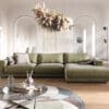 Ecksofa Cubico 350x190 cm Samt Olive Recamiere rechts