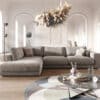 Ecksofa Cubico 325x225 cm Samt Silbergrau Ottomane links