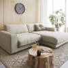 Ecksofa Cubico 250 x190 Strukturstoff Beige Recamiere rechts