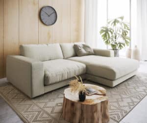 Ecksofa Cubico 250 x190 Strukturstoff Beige Recamiere rechts