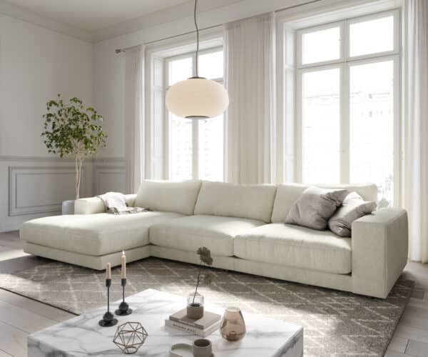 Ecksofa Cubico 350x190 cm Strukturstoff Beige Recamiere links