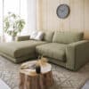 Ecksofa Cubico 250x190 cm Strukturstoff Olive Recamiere links