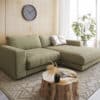 Ecksofa Cubico 250 x190 Strukturstoff Olive Recamiere rechts