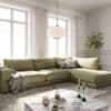 Ecksofa Cubico 325x225 cm Strukturstoff Olive Ottomane rechts