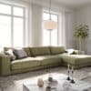 Ecksofa Cubico 350x190 cm Strukturstoff Olive Recamiere rechts