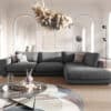 Ecksofa Cubico 325x225 cm Strukturstoff Grau Ottomane rechts
