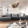 Ecksofa Cubico 350x190 cm Strukturstoff Grau Recamiere links