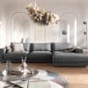 Ecksofa Cubico 350x190 cm Strukturstoff Grau Recamiere rechts