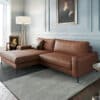Ecksofa Jonte 270x190 cm Echtleder Braun Recamiere links