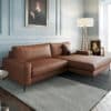 Ecksofa Jonte 270x190 cm Echtleder Braun Recamiere rechts