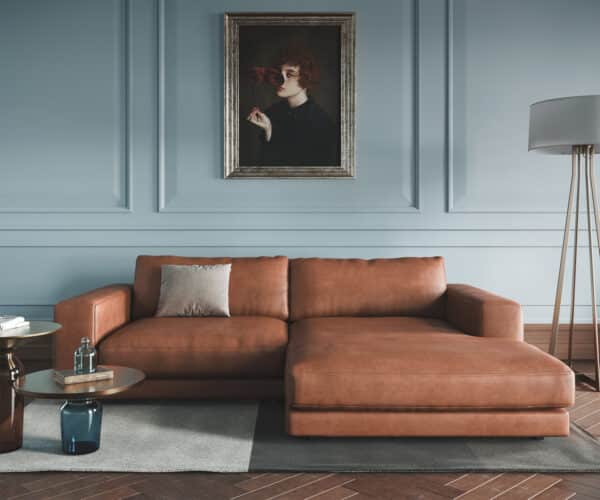 Ecksofa Cubico 250 x190 Echtleder Braun Recamiere rechts