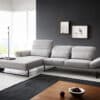 Ecksofa Enya 320x190 cm Flachgewebe Hellgrau Recamiere links mit Sitztiefenverstellung