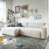 Ecksofa Lazaro 300x160 cm Cord Beige Ottomane links mit Sitztiefenverstellung
