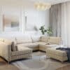 Wohnlandschaft Elio 300x185 cm Cord Beige mit Hocker