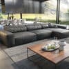 Ecksofa Sirpio XL 370x175 cm Lederimitat Vintage Anthrazit Kedernaht