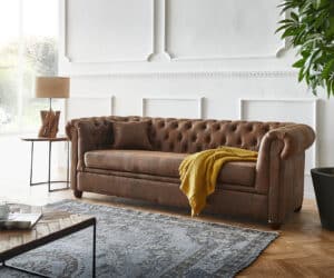 Sofa Chesterfield 200x88 Braun Vintage Optik 3-Sitzer Couch