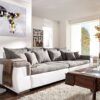 Sofa Navin 275x116 cm Hellgrau Weiss Couch mit Kissen