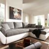 Ecksofa Loana 275x185 Weiss Grau Schlaffunktion Variabel