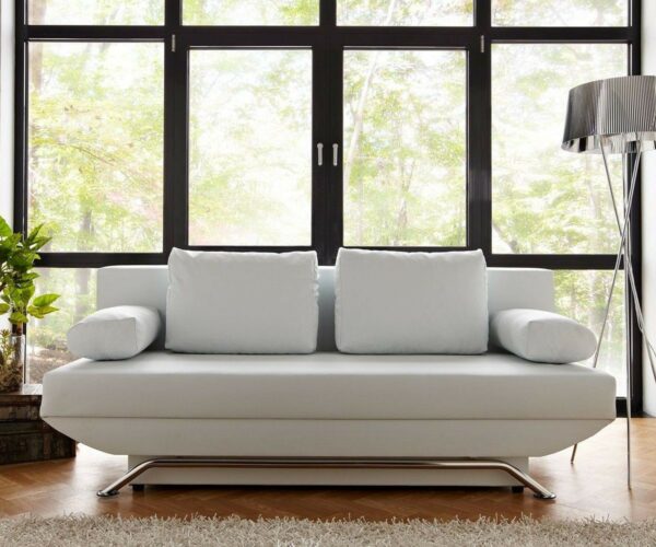 Schlafsofa Cady 200x90 cm Weiss Couch mit Schlaffunktion