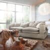 Hussensofa Noelia 240x145 cm Elfenbeinfarben mit Kissen