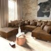 Wohnlandschaft Clovis Braun Vintage Optik modular Hocker
