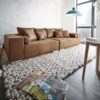 Big-Sofa Marbeya 285x115 cm Braun Antik Optik mit Hocker
