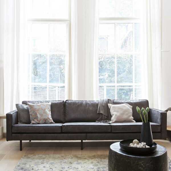 Sofa aus recycling Leder Schwarz