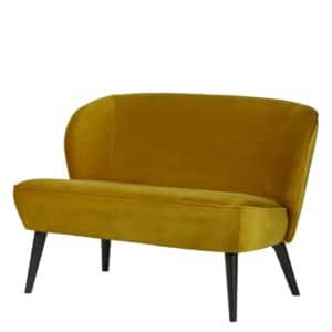 2 Sitzer Sofa in Gelb Samt Schwarz massiv