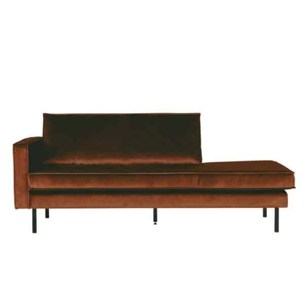 Couch Recamiere in Rostfarben Samtbezug
