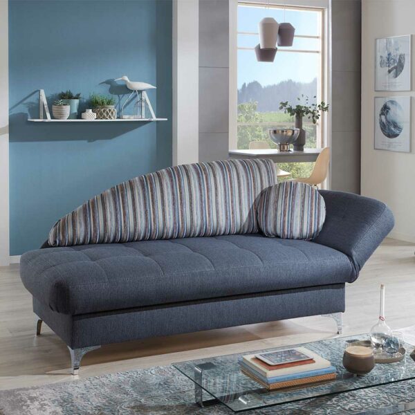 Klappcouch in Blau und Braun gestreift Made in Germany