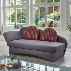 Funktions Sofa in Grau und Rot gestreift Made in Germany